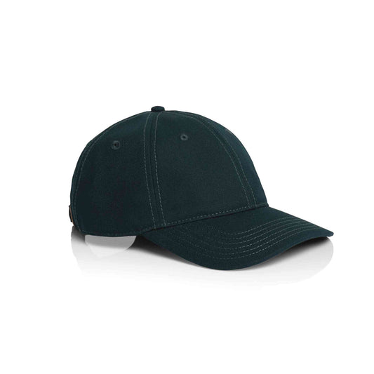 AS Colour Access 1131 canvas 6 panel cap in pine green colour, side view