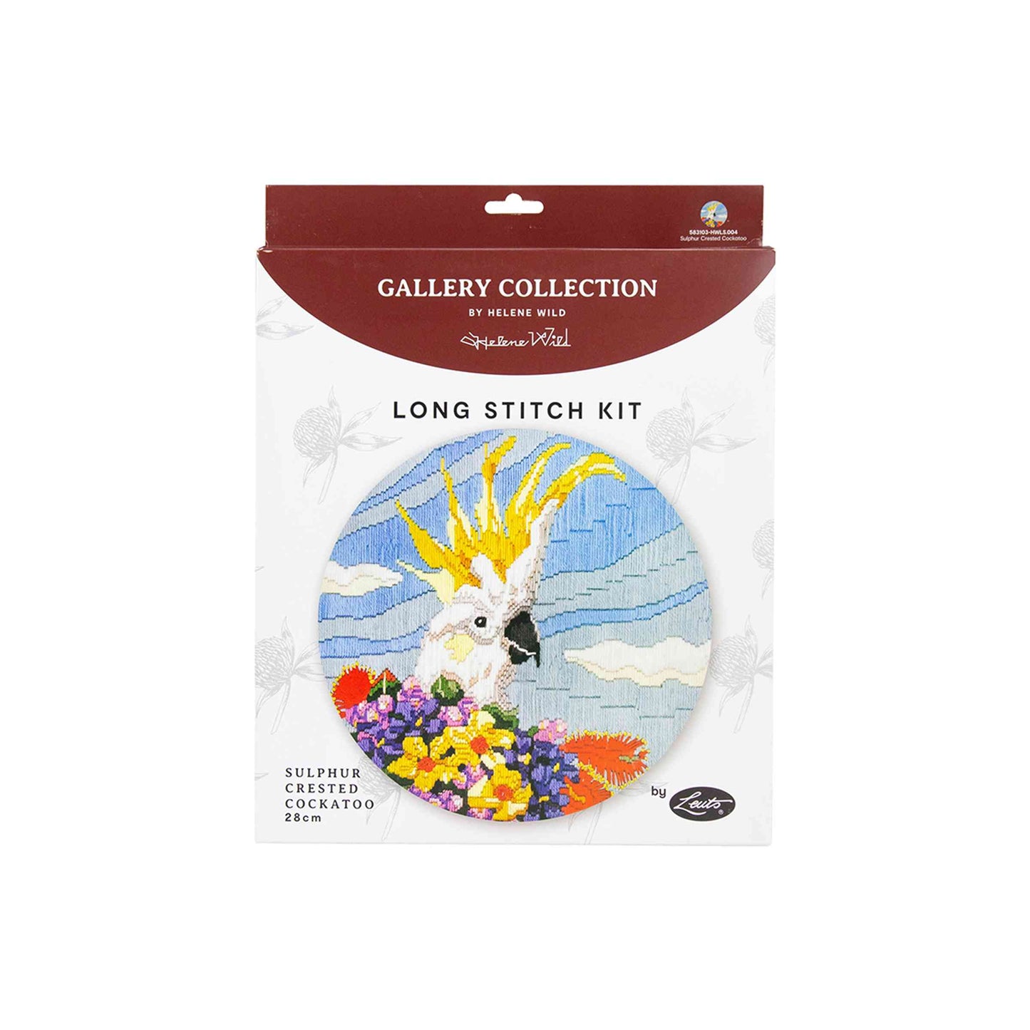 Sulphur Crested Cockatoo Longstitch on white background