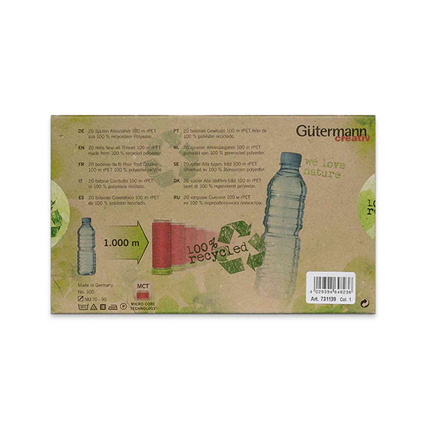 Back of Gutermann thread on white background