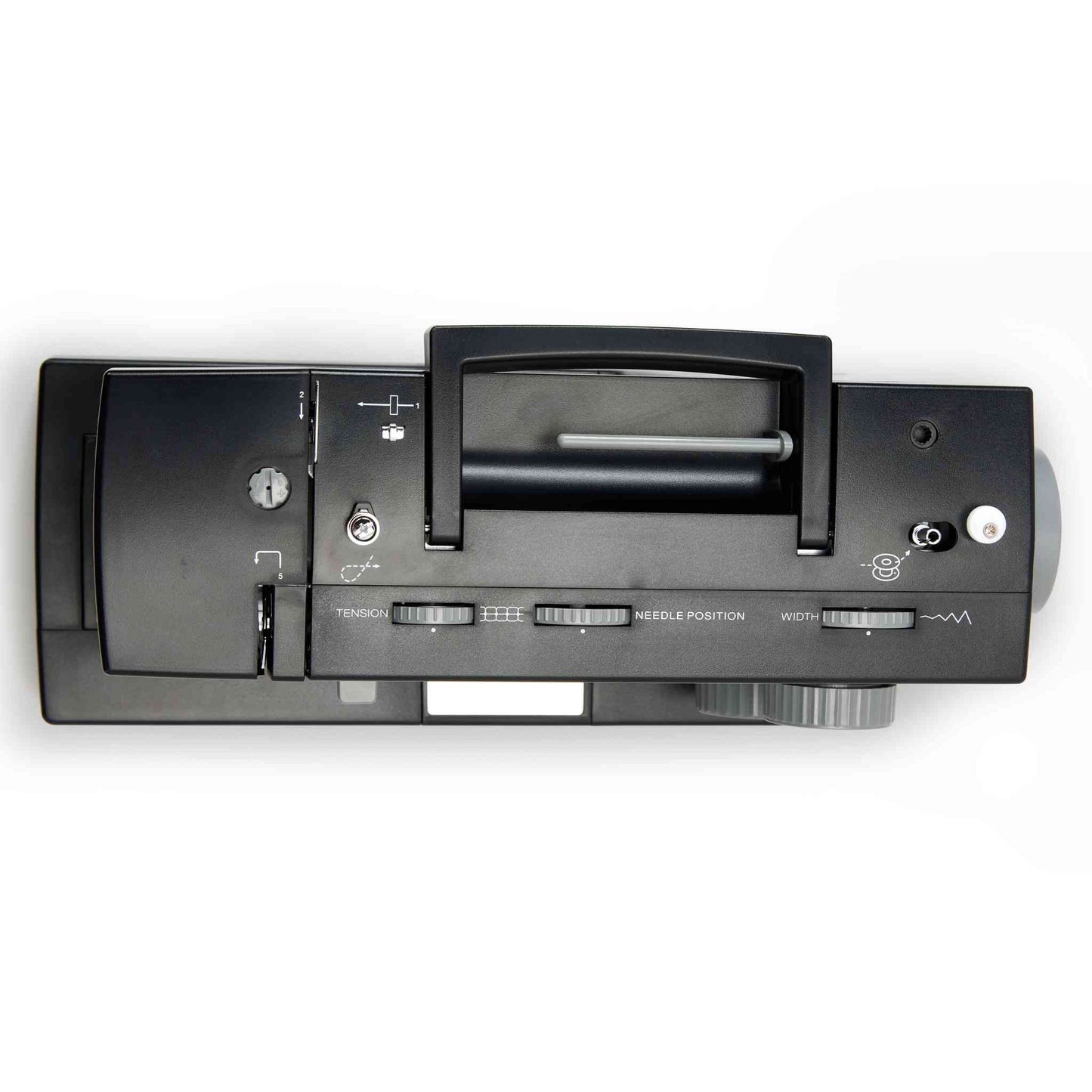 Singer 4432 sewing machine in black showing top shot