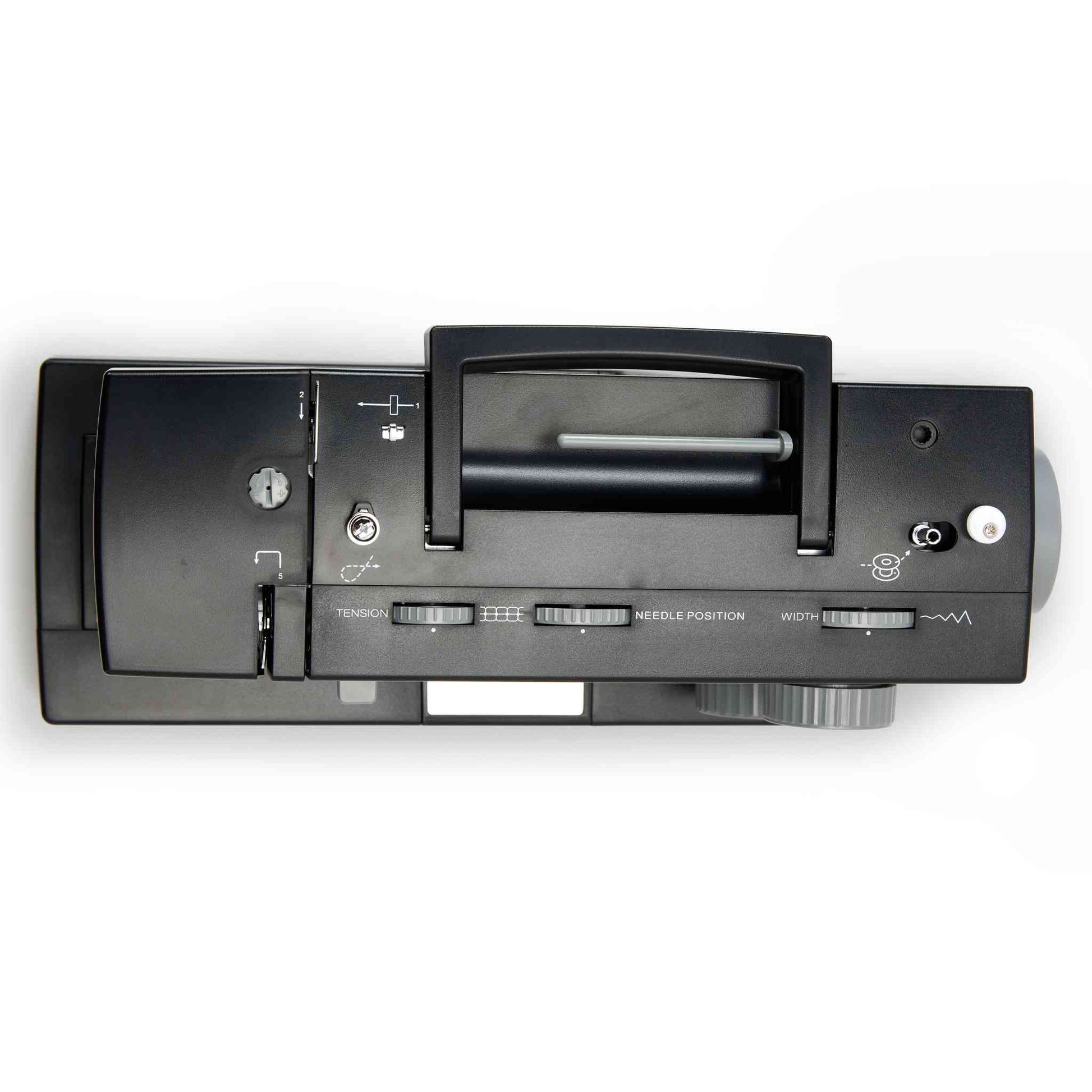 Singer 4432 sewing machine in black showing top shot