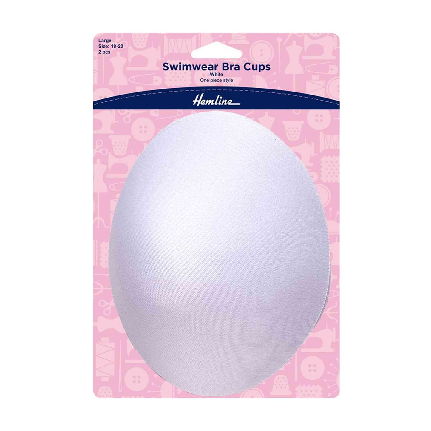 Hemline swimwear bra cups pair in large size 148to 20 white.