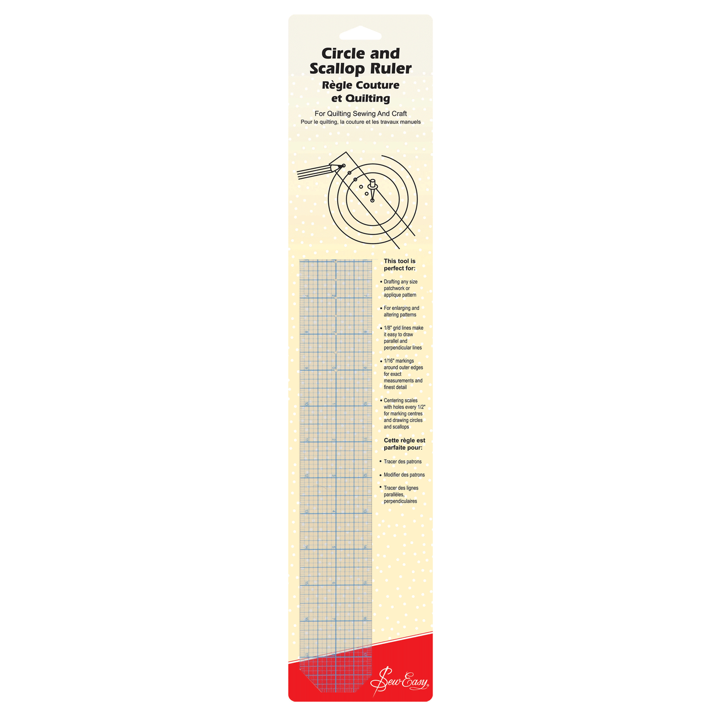 Sew Easy Ruler Circle and Scallop 18 Inch x 12 Inch