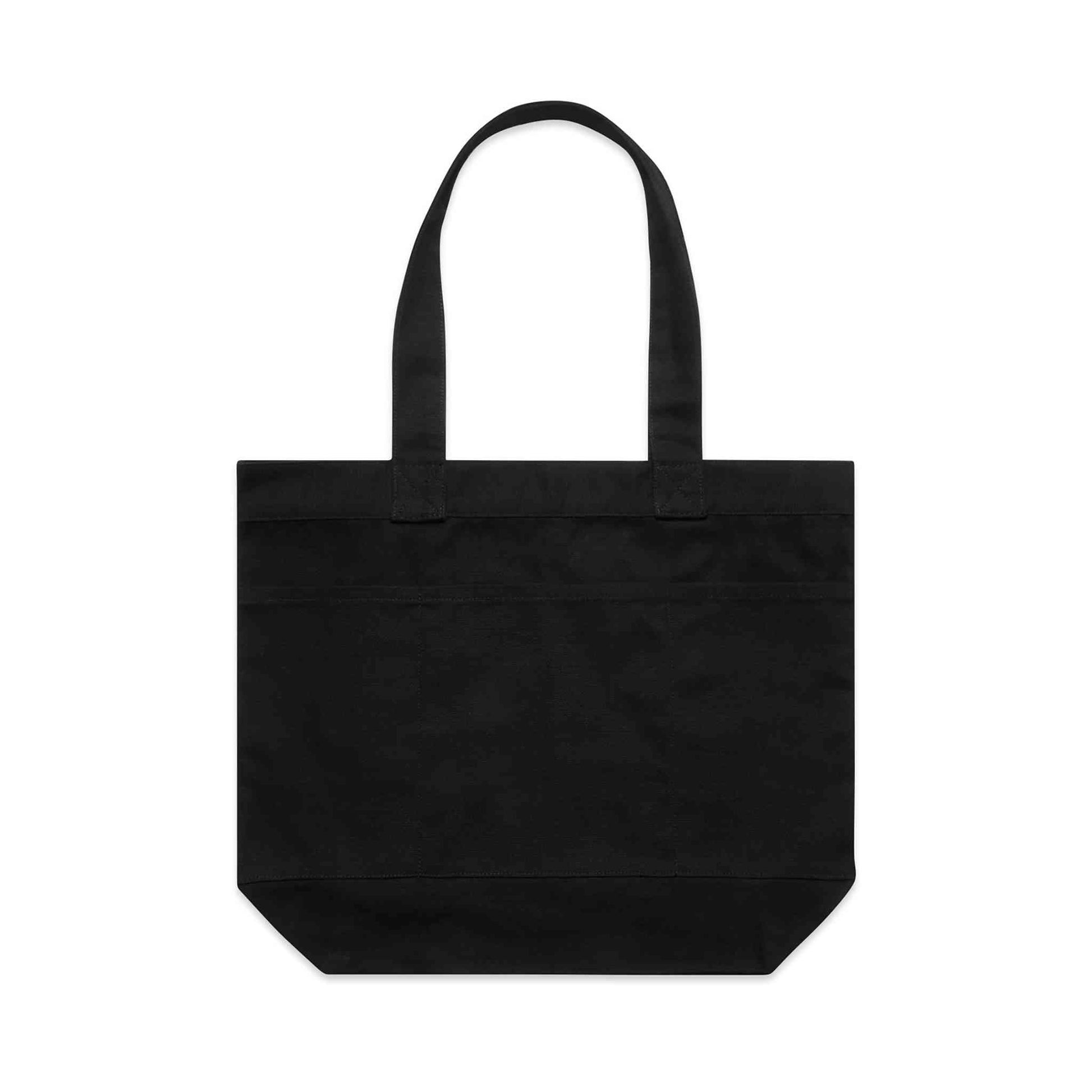 Black tote on white background