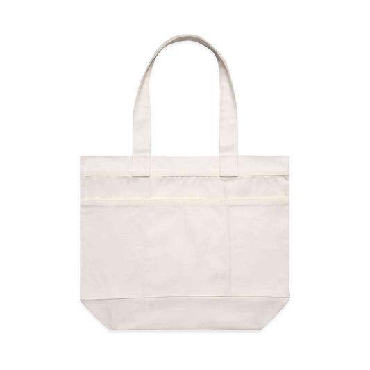 Cream tote on white background