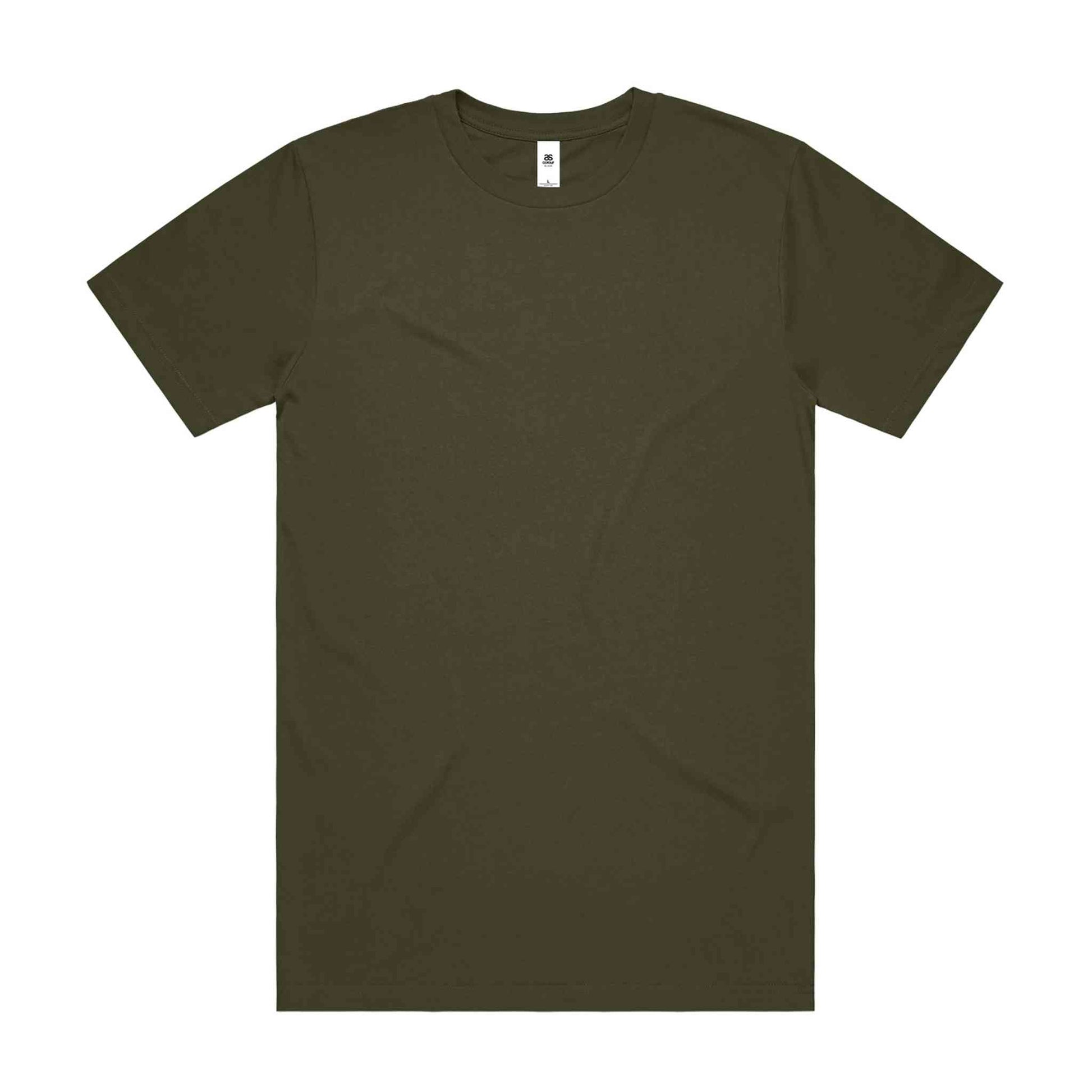 Plain army t-shirt on white background