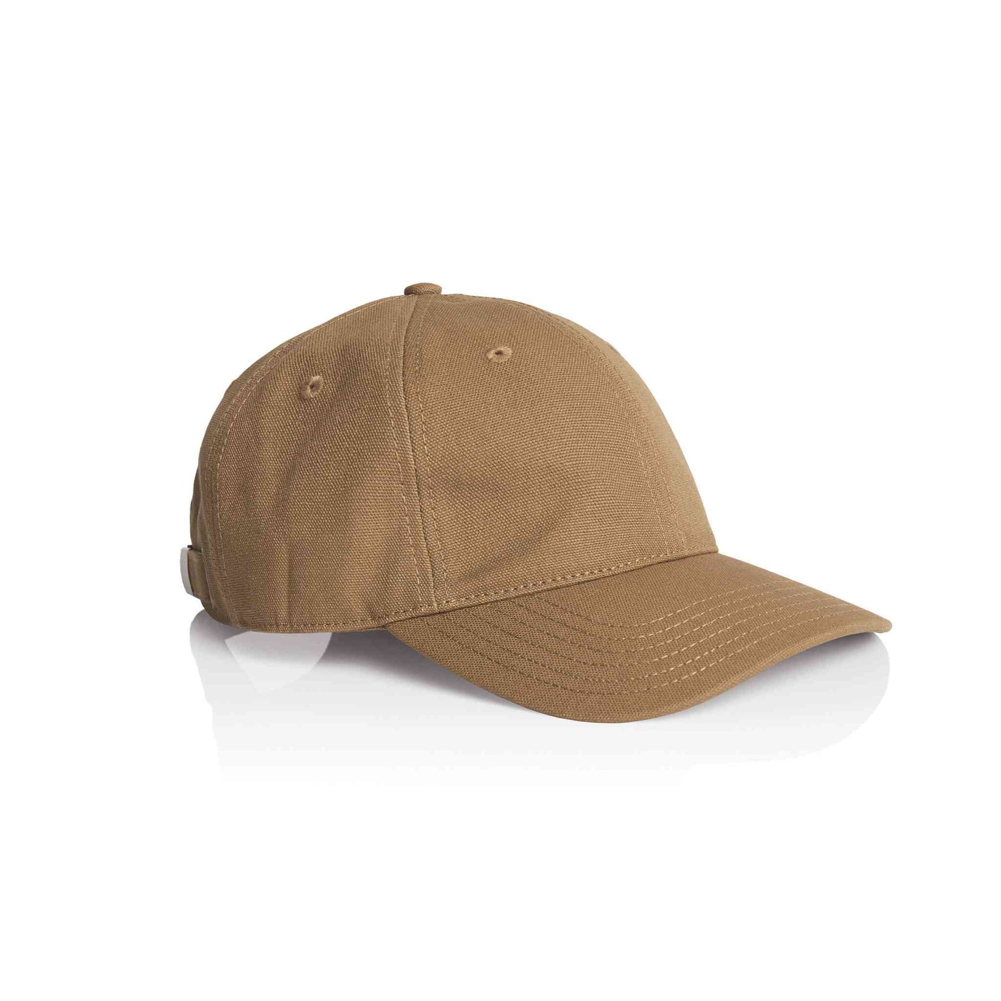 AS Colour Access 1131 canvas 6 panel cap in camel colour, side view