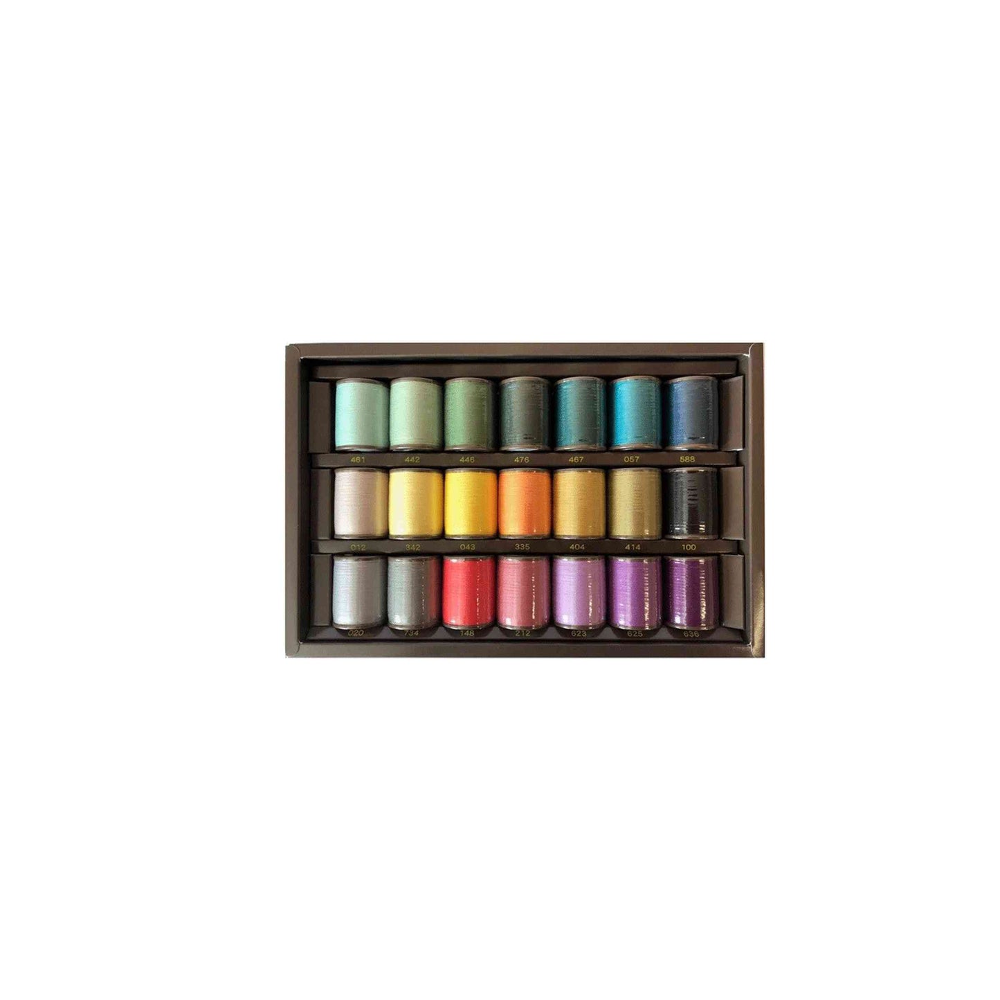 21 pack country colours Embroidery thread set on white background 