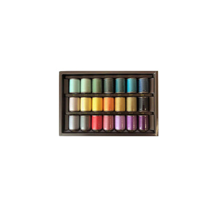 21 pack country colours Embroidery thread set on white background 