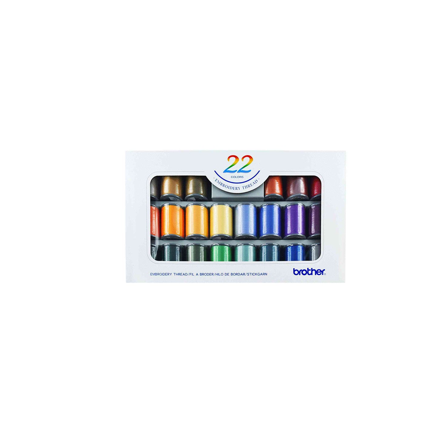 22 pack satin colours Embroidery thread set on white background 