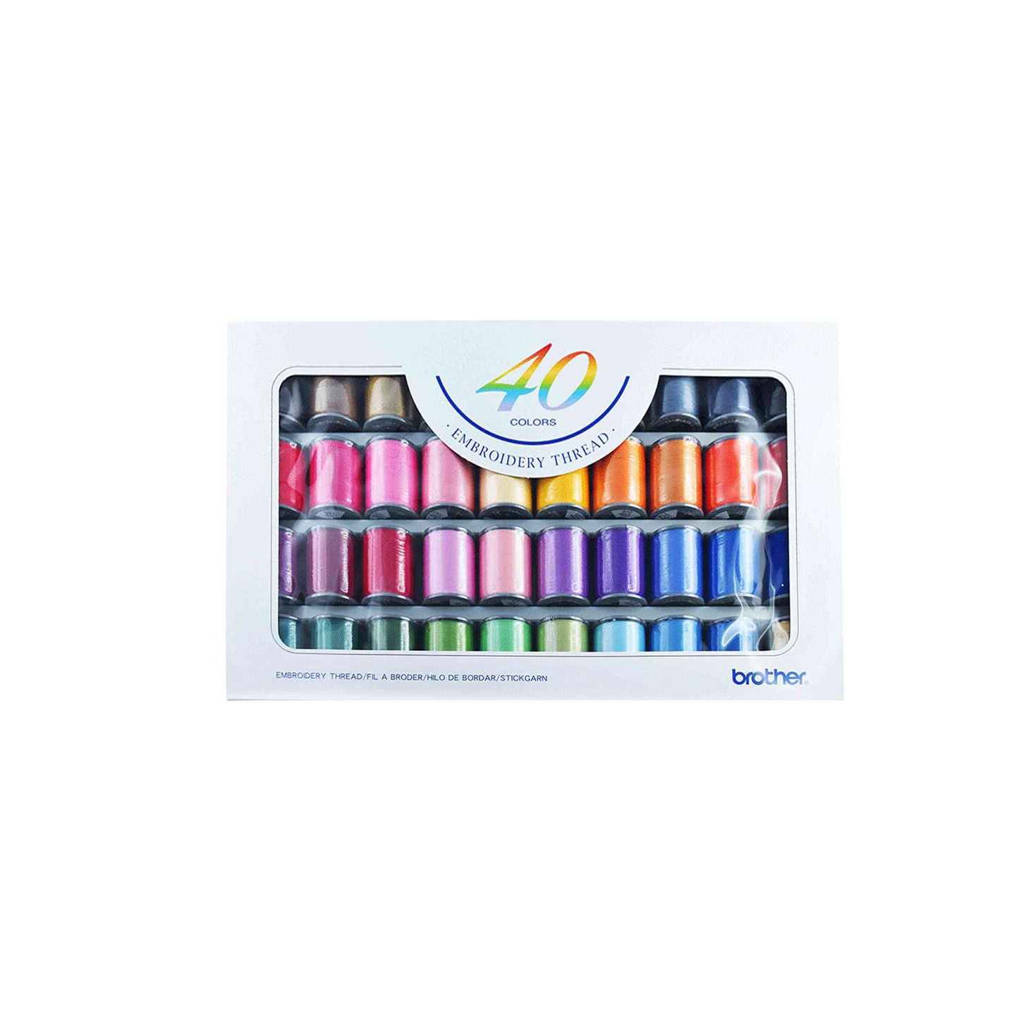 40 pack satin colour Embroidery Thread set on white background