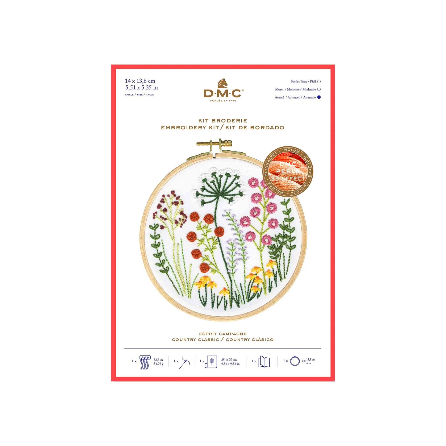 DMC Country Classic advanced embroidery kit on white background. Features DMC Perle Effect thread.