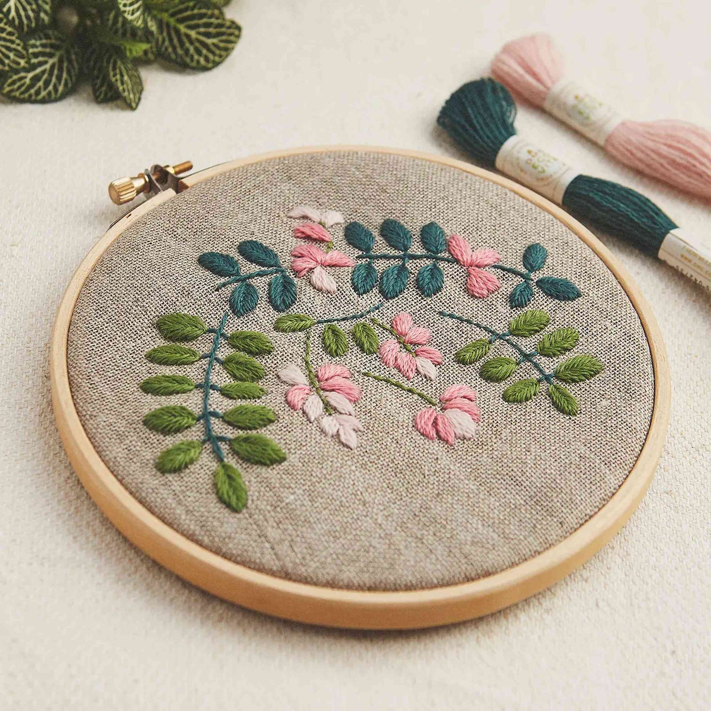 DMC Indigo Embroidery Kit on plain background.