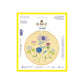 DMC Panicauts Embroidery Kit on a white background. The kit comes with yellow fabric, a wooden embroidery hoop and features embroideries of various panicaut flower blooms