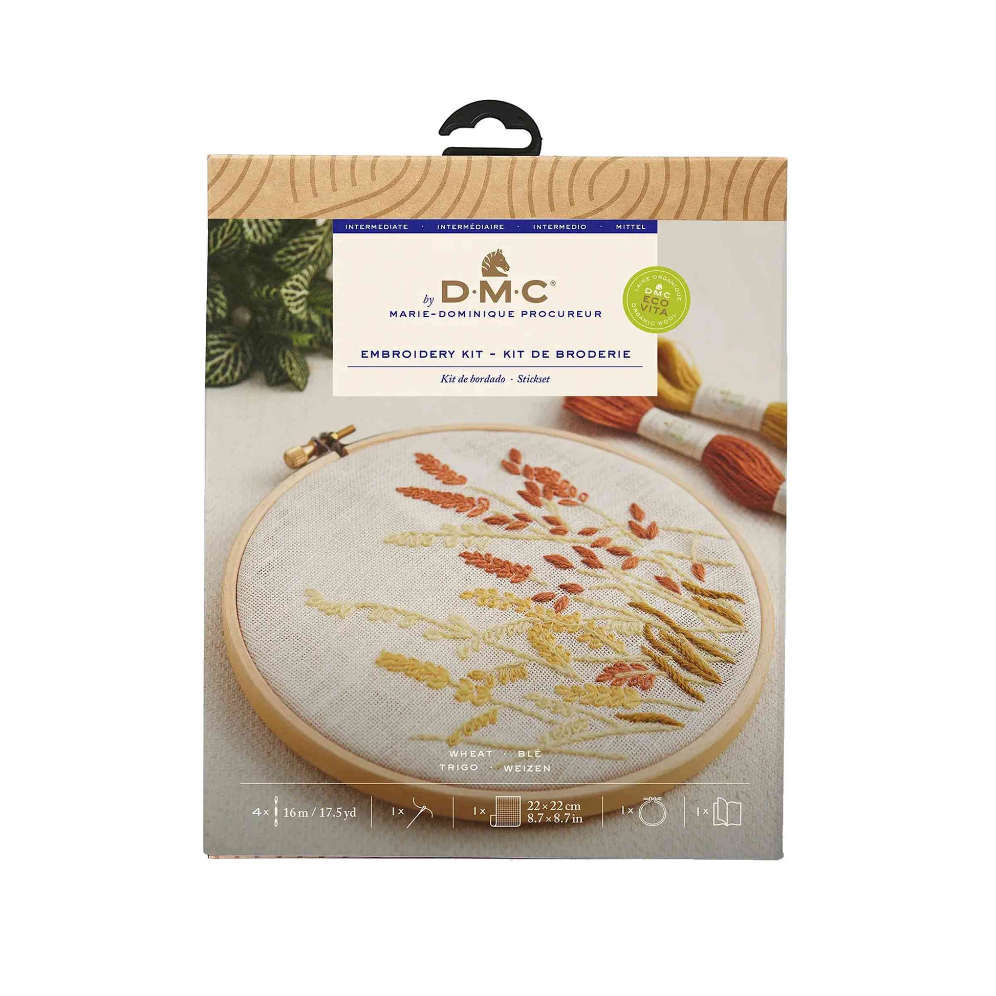 DMC Wheat by Marie-Dominique Procureur Intermediate Level Embroidery on white background