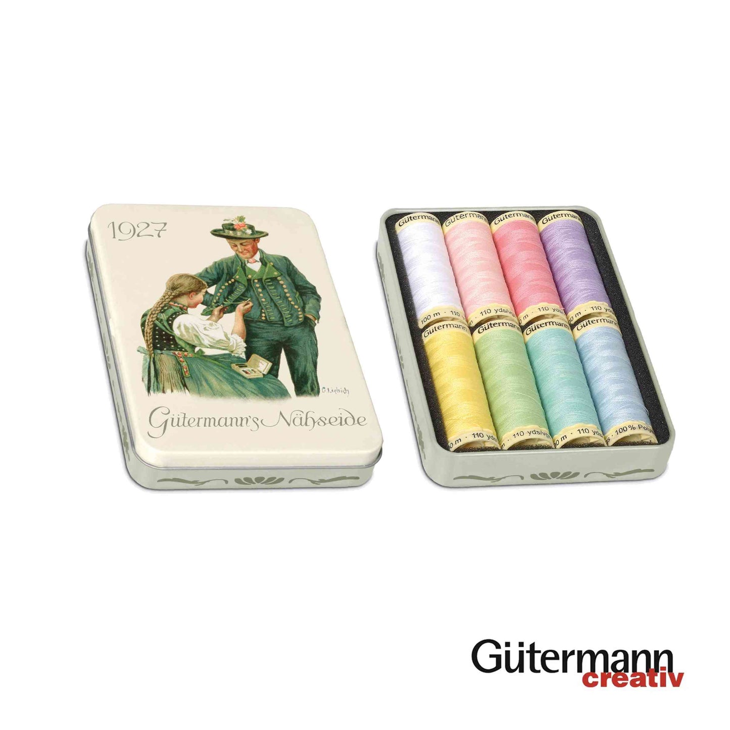 Gutermann Sew All Thread in Pastel Colours on white background