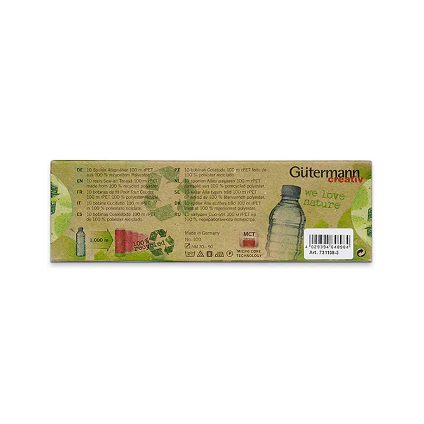 Gutermann recycled thread pack on white background