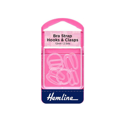 Hemline Bra Strap Hooks & Clasps Set - Clear (2 Complete Sets)