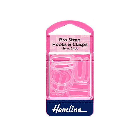 Hemline Bra Strap Hooks & Clasps Set - Clear (2 Complete Sets)