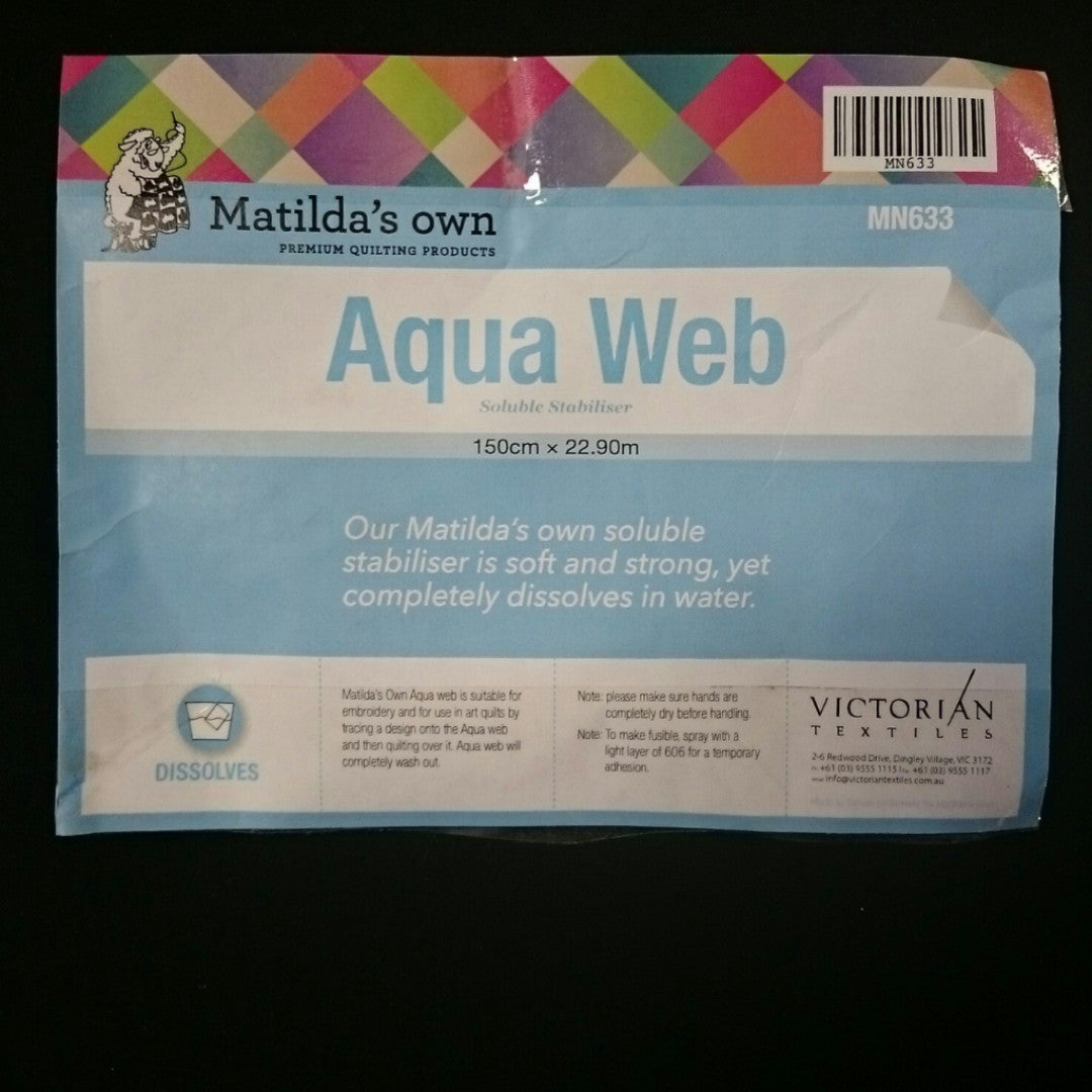 Matilda's Own Aqua Web Soluble Stabiliser 50cm Wide (Various Types)