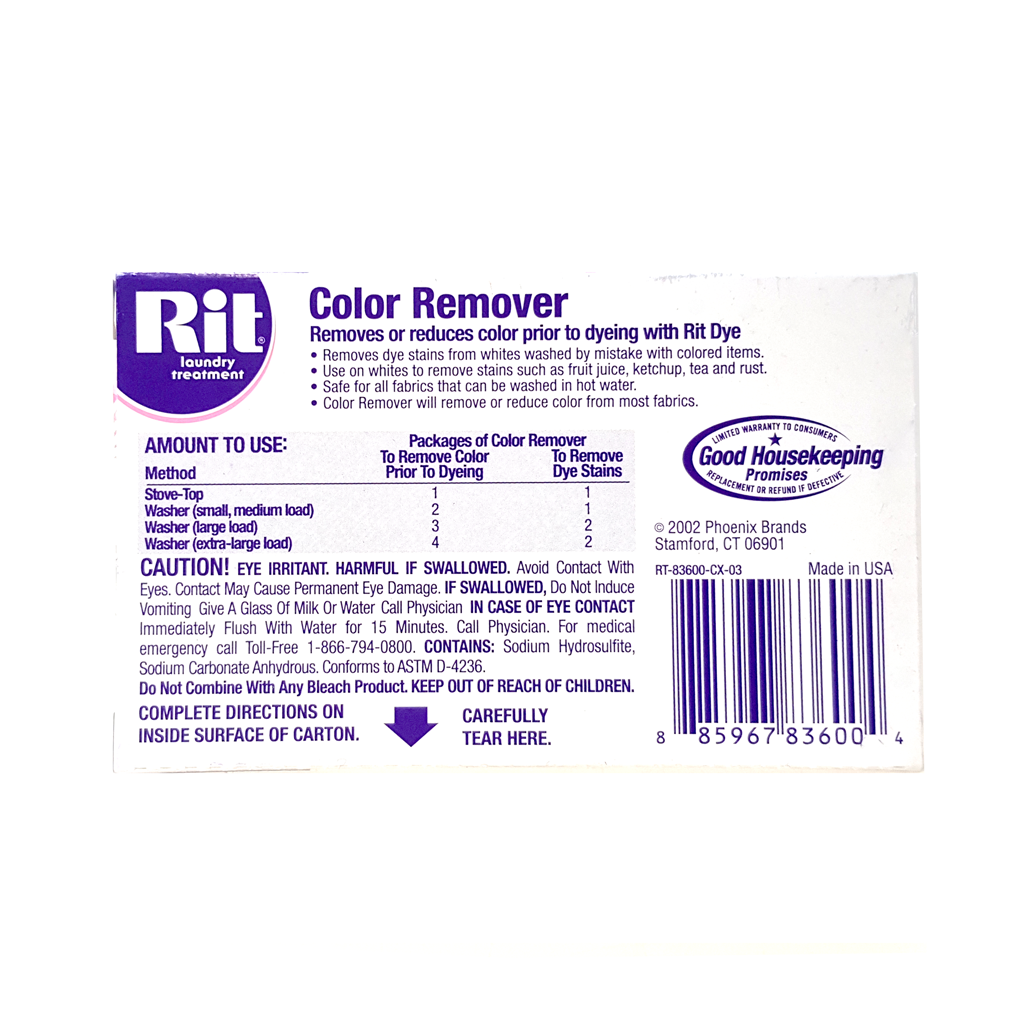  Rit Dye Laundry Treatment Color Remover Powder, 2 oz