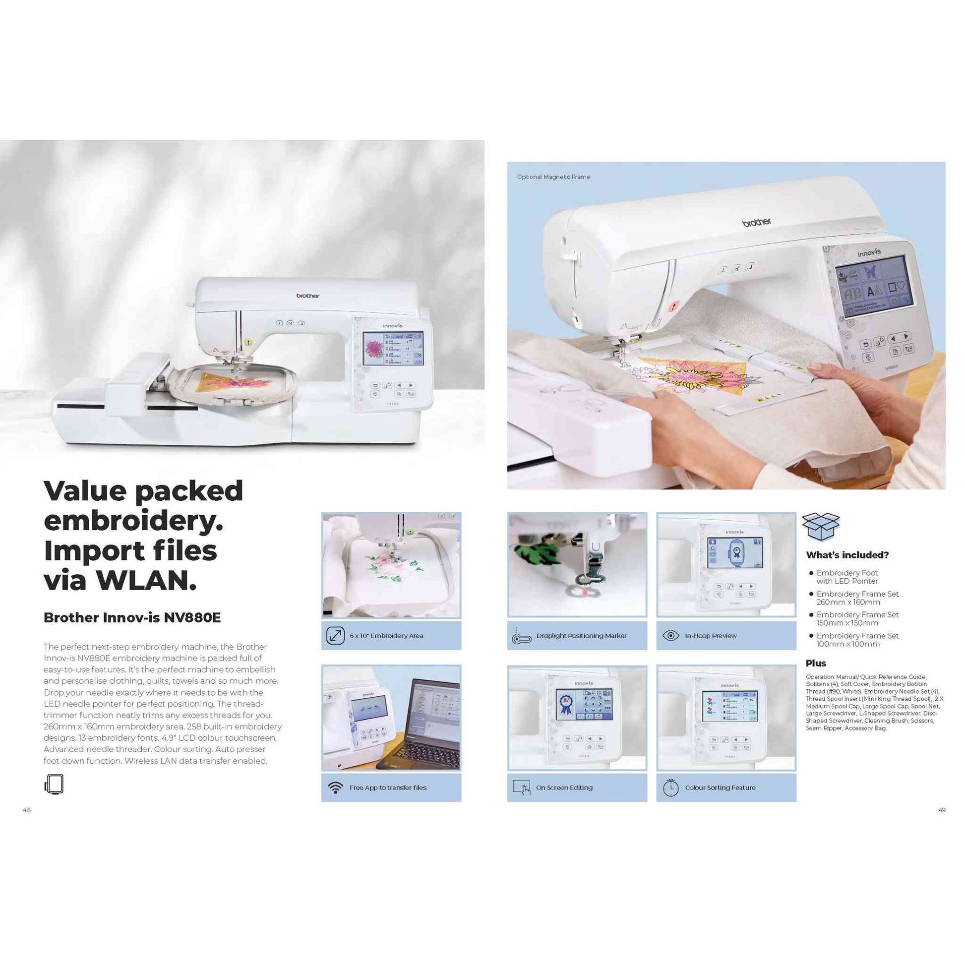 brother nv880e sewing and embroidery machine feature booklet