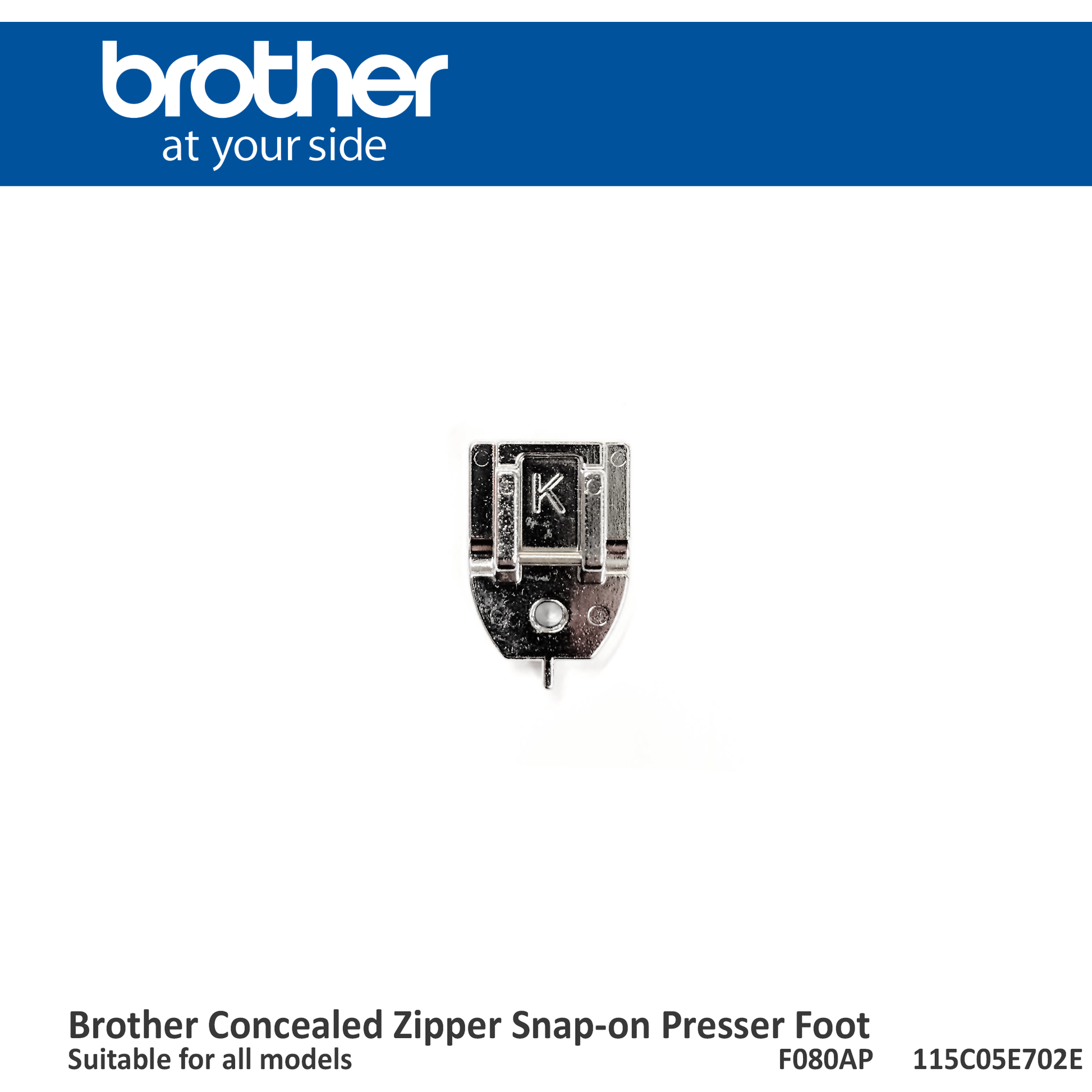 Brother F080AP Concealed Zipper Foot Silver