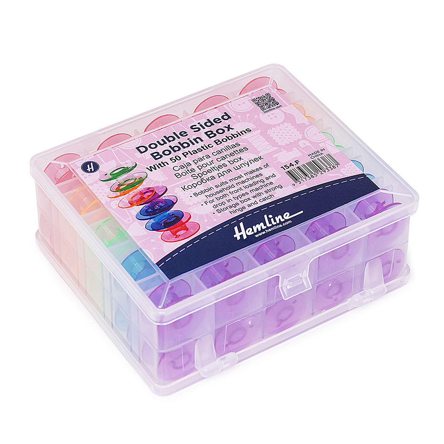 Double Sided Bobbin Box (with 50 plastic bobbins)