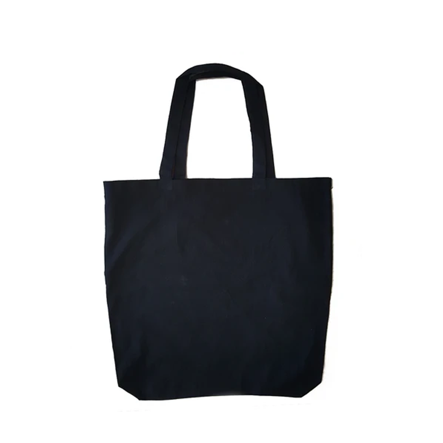 100% cotton black tote bag with 2 straps and bottom gussets