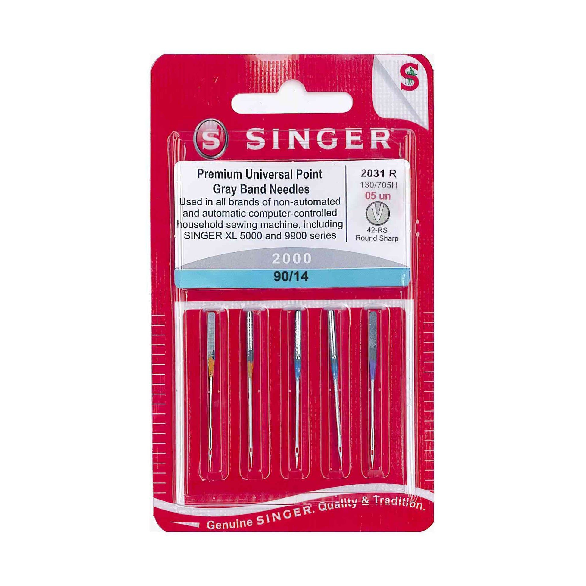 Singer Assorted Universal & Ball Point Home Machine Needles - 80/11, 90/14,  100/16 - 8/Pack