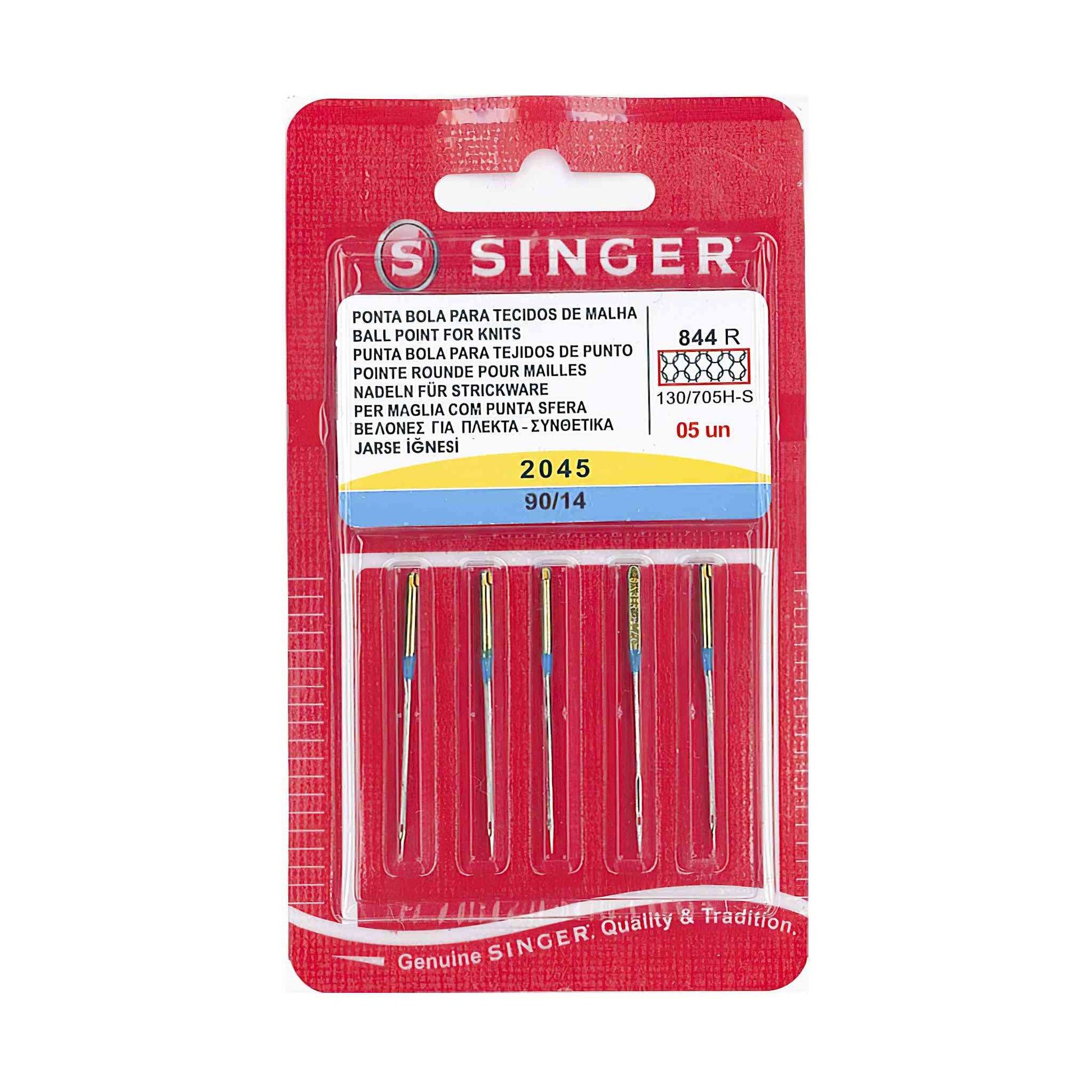 Singer Ball Point Sewing Machine Needles, Size 90/14 - 5 Count